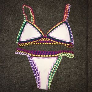 White crochet neoprene swimsuit